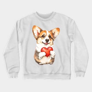 Valentine Pembroke Welsh Corgi Holding Heart Crewneck Sweatshirt